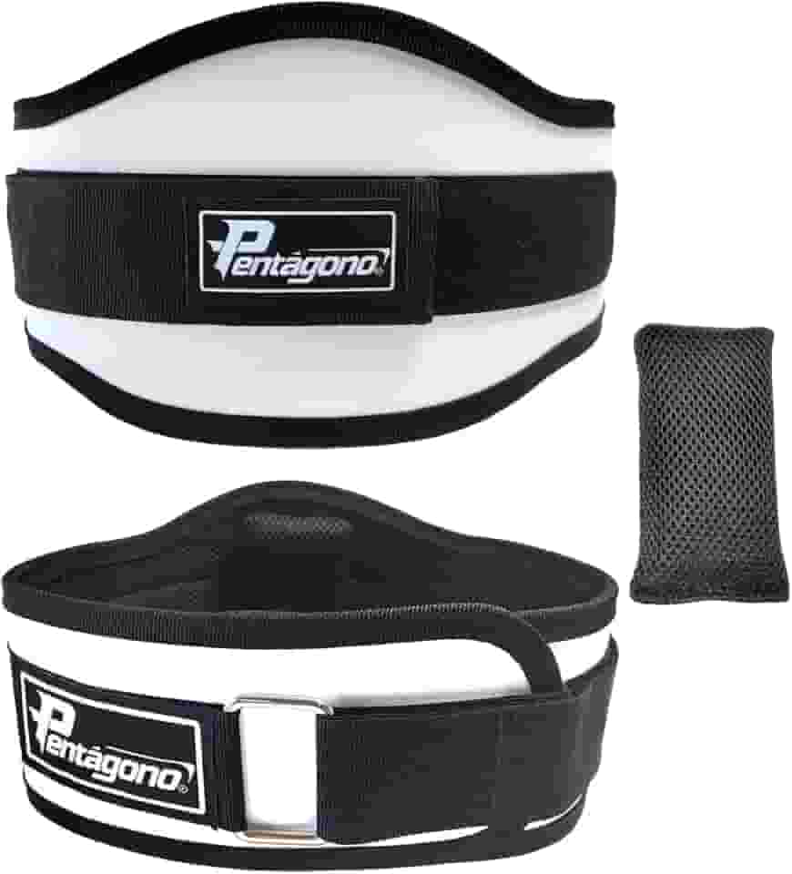 Cinturão Academia Tamanho Único Ajustável Pentágono New Sport, (Serve do PP ao GG), com Proteção Lombar e Fecho, Apoio Removível, Confortável e Seguro