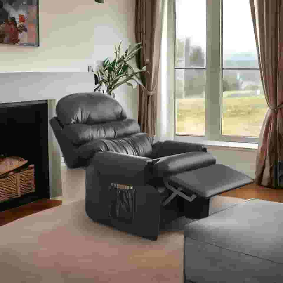 Poltrona do Papai Amamentação Reclinavel Sala Quarto Corino Corano Acolchoada Preto Top Sofas