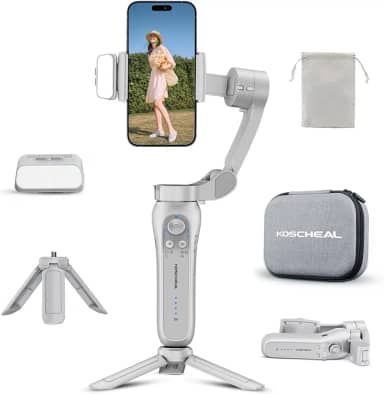 KOSCHEAL Estabilizador Celular - Gimbal para Celular 3 Eixos Portátil e Dobrável com Rotação 360°, Ideal para Vlogs, YouTube, TikTok e Transmissões ao Vivo para Android e iOS