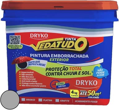 Dryko Tinta Emborrachada Vedatudo Platina 4kg Cinza Impermeabilizante, Emborrachada