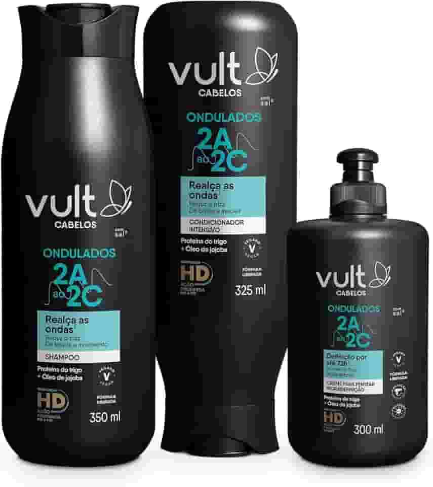 Vult Combo Cabelos Ondulados: Shampoo 350ml + Condicionador 325ml + Creme de Pentear 300ml