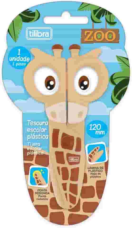 Tilibra - Tesoura Escolar Plástica 120mm Zoo Girafa - Tilibra