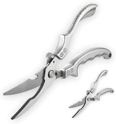 Tesoura de Cozinha Inox Multiuso Profissional 25 CM com Trava de Segurança Cortador Cortar Frango Peixe Legumes Verduras Ossos Carnes Cabo Ergonômico Antiderrapante