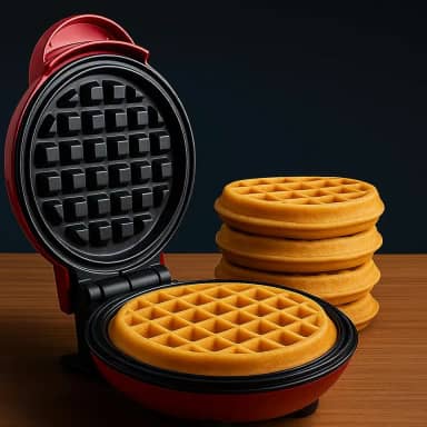 Mini Máquina assadeira de Waffles Elétrica, Antiaderente, para Preparo de Waffles Compacta e Minimalista Premium 110/127 Volts