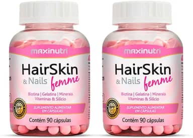 02 HairSkin Femme Biotina e Minerais 90 Cápsulas Maxinutri