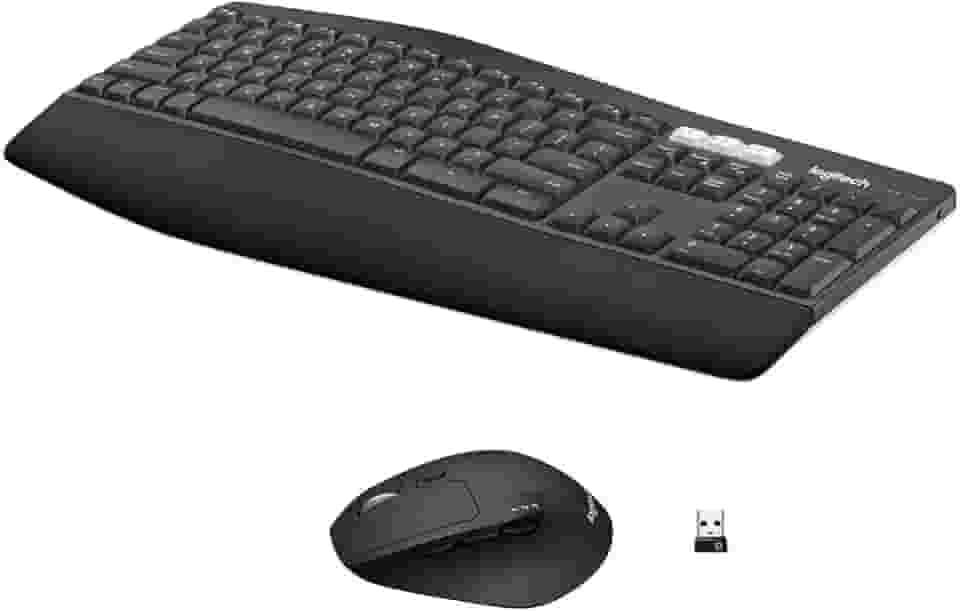 Combo Teclado e Mouse sem fio Logitech MK850 com Teclado com Apoio, USB Unifying ou Bluetooth para até 3 dispositivos e Pilha Inclusa,black