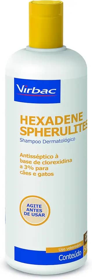 Virbac Hexadene Shampoo Spherulites Tratamento Piodermites para Cães e Gatos 500 mL