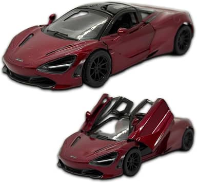Miniatura de carro McLaren 720S em metal, 12 CM, 1/36, abertura de portas laterais, rodinhas de borracha com fricção, Carrinho de ferro Kinsmart (Vinho)