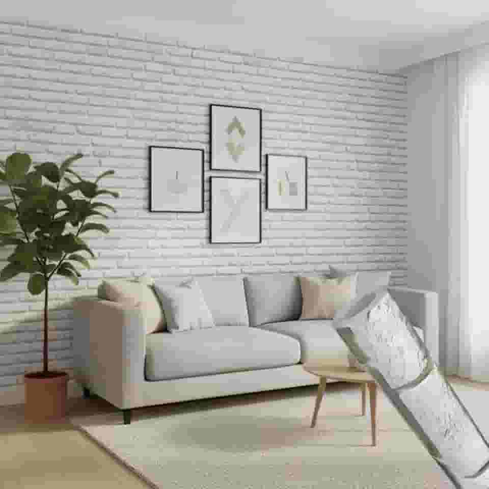 Papel Adesivo Parede Contact 5 metros = 1 Rolo de 5m X 45cm Tijolinho Branco 3D Sala/Quarto