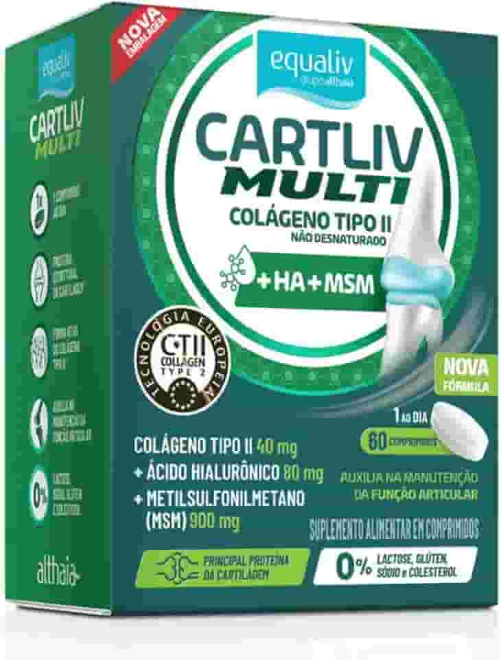 Equaliv Multi Cartliv – Colágeno Tipo II com Ácido Hialurônico para Melhora da Função Articular e Mobilidade – 60 Comprimidos