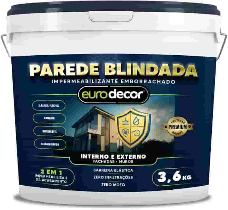 Parede Blindada Euro Decor Tinta Emborrachada Fácil Aplicação Proteção Contra Infiltrações (Concreto, 3,6 Kg)