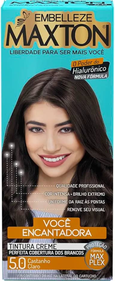 Tinta de Cabelo Maxton Castanho Claro 5.0 Encantadora