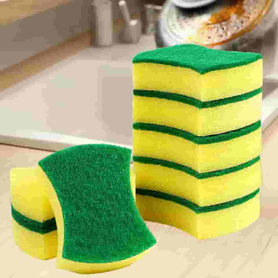 Pacote com 8 esponjas de cozinha resistentes, esponja dupla face que não arranha, para lavar louças, panelas de limpeza, panelas - almofadas de prato sem cheiro