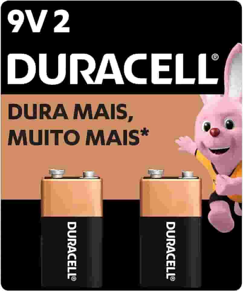 Duracell Bateria Alcalina 9V Com 2 Unidades – Ideal para Detectores de Fumaça e Microfones sem Fio