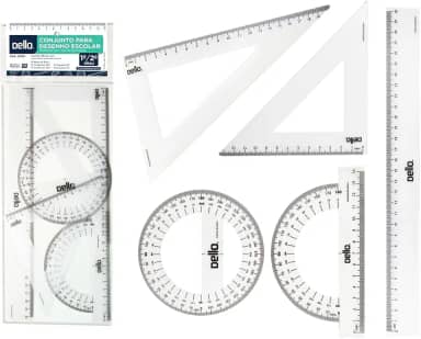 Conjunto Para Desenho 1 Grau 1 E 2 Grau C/05 Pecas Flexivel - Blister com 1 Unidade, Dello, 8700H.0050, Multicor