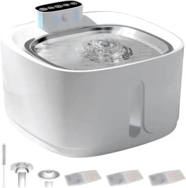 bebedouro para gatos sem fio com sensor, 3,2 L fonte de água para animais de estimaçãoCom bandeja de água de aço inoxidável, fontes dispensadoras de água corrente para gatos,3 conjuntos de filtros