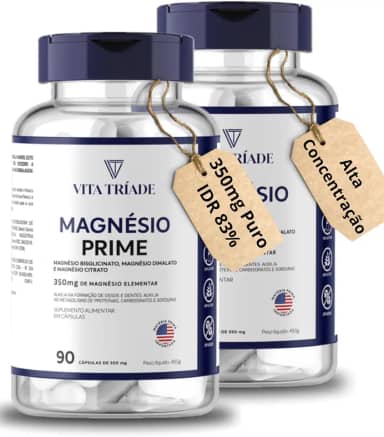 Magnésio 350mg - Bisglicinato, Dimalato, Citrato 180 Cápsulas - Alto Teor, Saúde, Energia, Sono