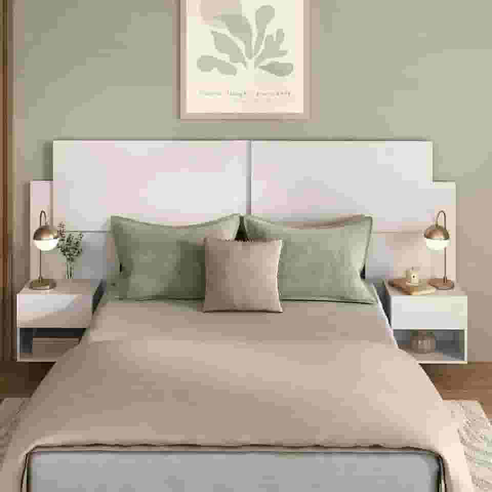 Cabeceira Casal/queen com 2 Mesas de Cabeceira 232cm Multimóveis Mp4317 Branco