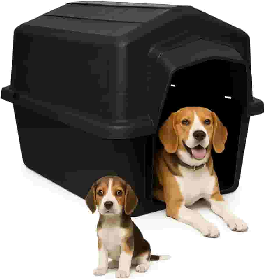 Casinha Plástica Grande Cachorro Grande N5 Uso Externo Interno Caminha | Proteção UV | Raças Pequenas Médias Grandes Até 22kg (Preto)
