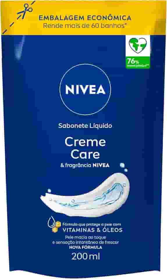 NIVEA Sabonete Líquido Refil Creme Care 200ml - Sensação de pele intensamente hidratada com o melhor do NIVEA Creme