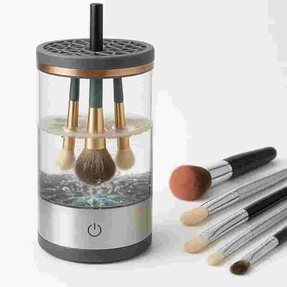 Limpador de Pincéis de Maquiagem Elétrico 3 em 1 Lava Seca e Armazena Automático USB Máquina Lavadora de Pincéis Esponjas Portátil Porta Pincéis Cosméticos