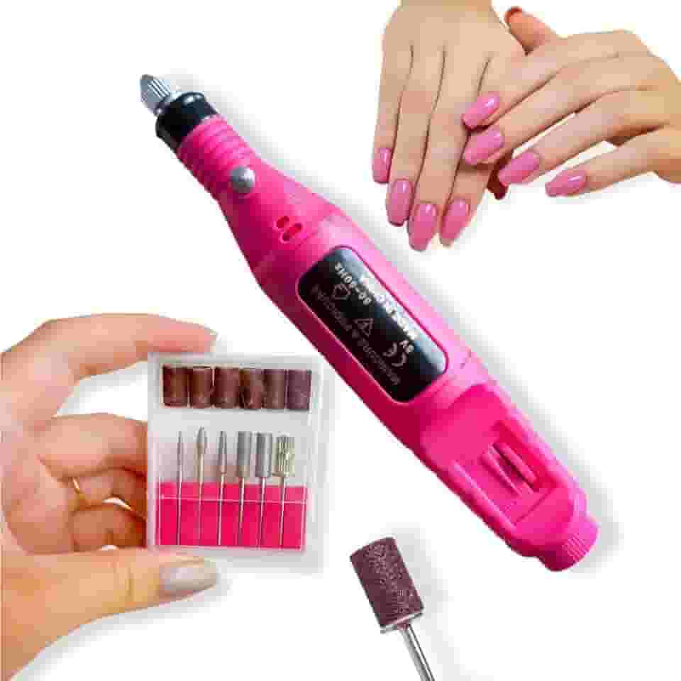 Lixadeira Unha Eletrica Profissional 110V/220V Kit Premium Manicure Pedicure Polir Modelar Cuticulas Salon Casa Portatil