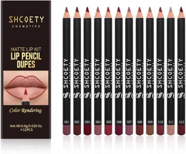 Conjunto de Lápis para Lábios Matte | Conjunto de lápis delineador labial, 12 Cores, à Prova d'água, Liso, Delineador Labial, Altamente Pigmentado, Caneta de Batom Fosca
