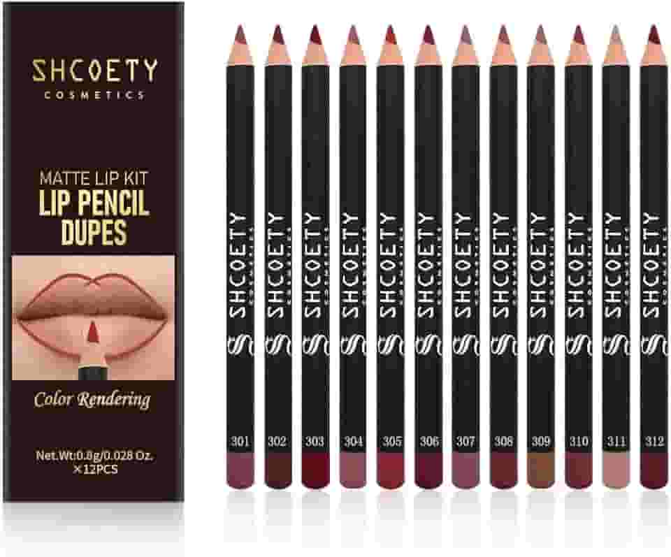 Conjunto de Lápis para Lábios Matte | Conjunto de lápis delineador labial, 12 Cores, à Prova d'água, Liso, Delineador Labial, Altamente Pigmentado, Caneta de Batom Fosca