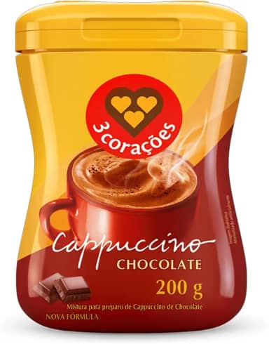 3 Corações Cappuccino Sabor Chocolate, 200g