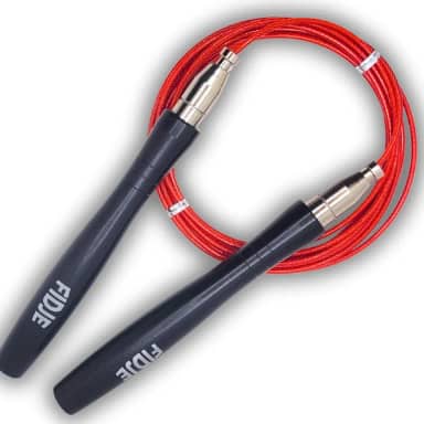 Corda de Pular Speed Rope Profissional para Double e Triple Under com Rolamentos e Cabo de Aço, 2 Cabos Inclusos, Ajuste Comprimento em Segundos com Autotravamento, Manoplas Anatômicas Alumínio, Fidje Sports