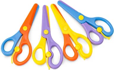 Tesouras de segurança para crianças – 4 tesouras de treinamento pré-escolar de ponta cega para crianças e crianças, design anti-beliscar ajuda a melhorar a coordenação olho-mão | Materiais de arte