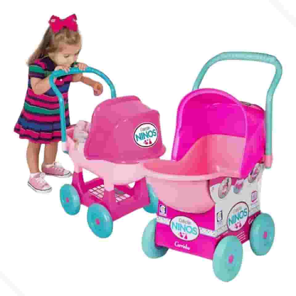 Carrinho Boneca Bebe Reborn Ninos Rosa Cotiplas Original Brinquedo Menina
