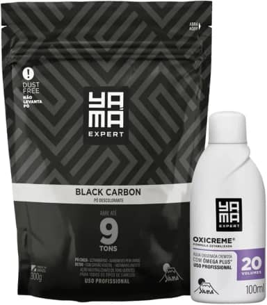 Kit Pó Descolorante Black Carbon + Oxigenada 20 Volumes 100ml Profissional 9 Tons Yama 300g