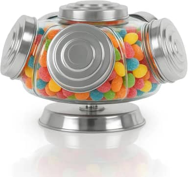 Baleiro de Vidro Giratório Bomboniere Antigo Balas e Doces VIDRO&DECOR (Prata)