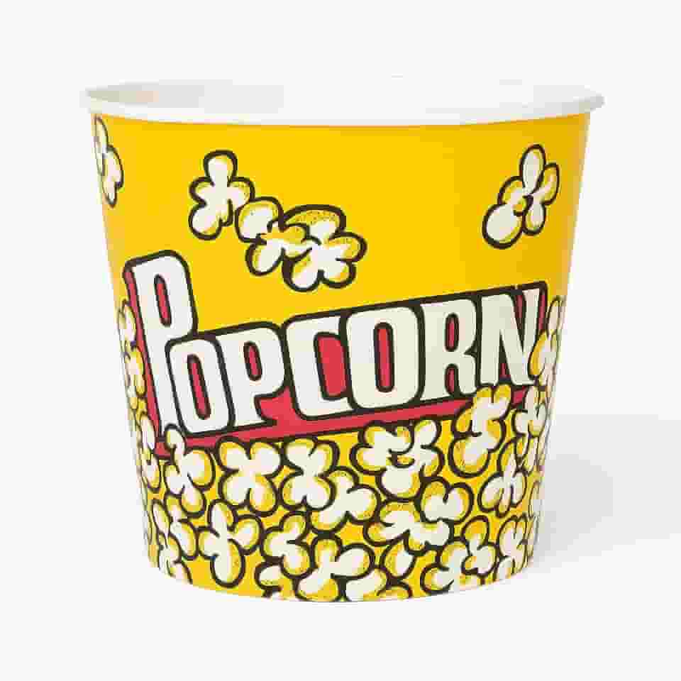 Balde de Pipoca Grande: 3 Litros – Design Vibrante, Reutilizável, Ideal para Festas e Noites de Filme