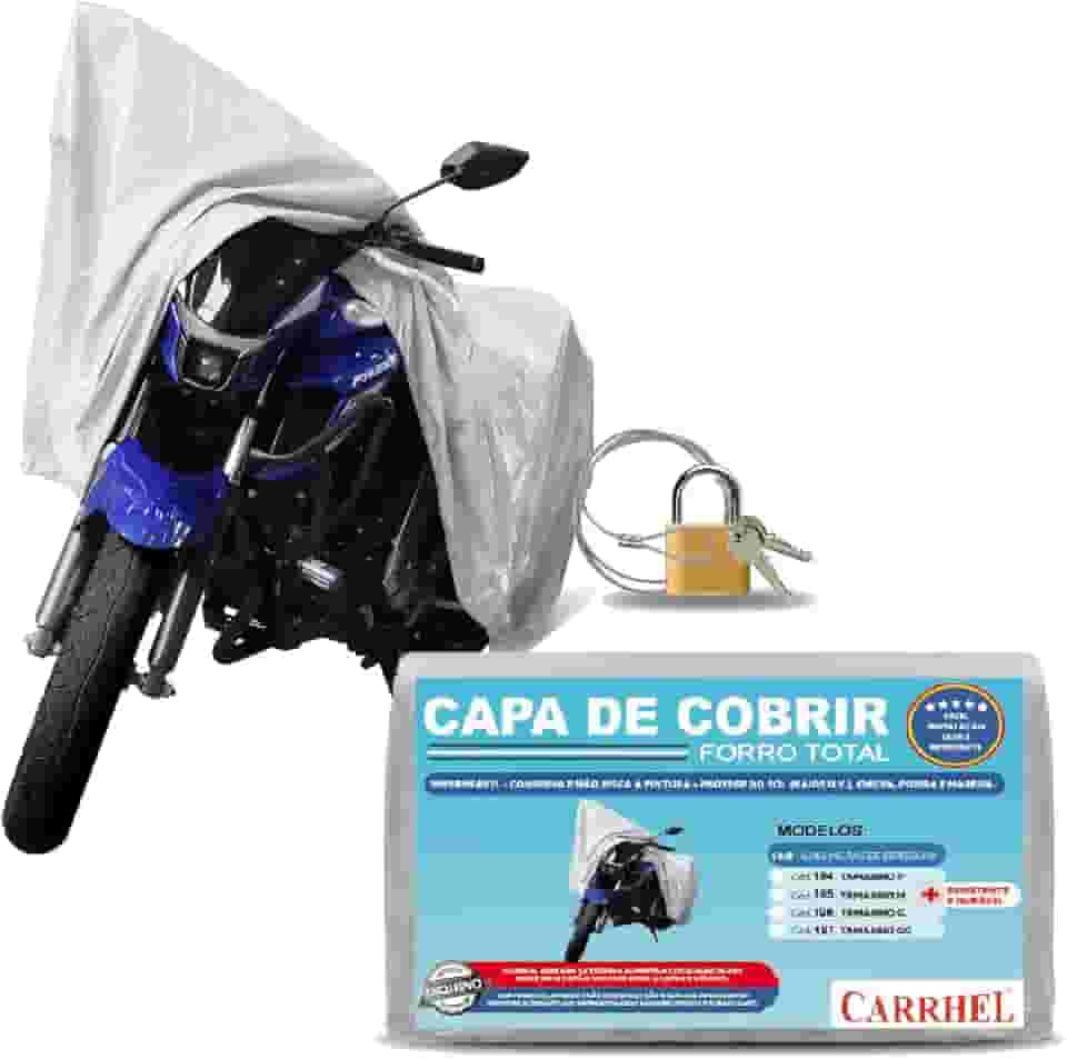 Capa para moto forro total com cadeado impermeavel proteção UV Silver - M