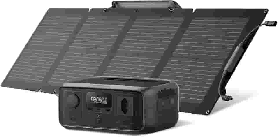 EF EcoFlow Gerador Solar RIVER 3 120V com 110W Painel Solar, Bateria LFP de 230Wh, Saída de 600W, Eficiência de GaN que Dobra a Autonomia, UPS <20 ms, Estação de Energia Portátil para Uso ao Ar Livre