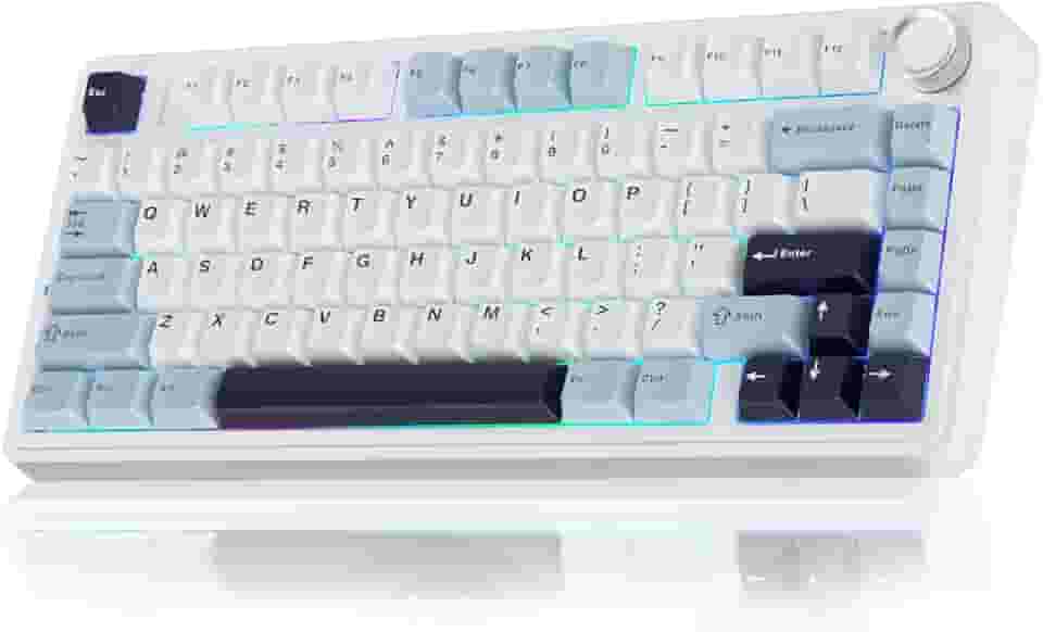 Aula Teclado mecânico sem fios F75 75%, junta intercambiável a quente, interruptores pré-lubrificados, teclado mecânico retroiluminado RGB para jogos, teclado mecânico de 2,4 GHz/tipo C/BT5.0
