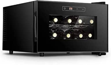 Refrigerador Pequeno Para Armário De Vinho, Refrigerador De Adega De Bancada Autônomo Preto, Refrigerador Para 8 Garrafas Com Trava, Controle Digital De Temperatura Com Porta De Vidro,Horizontal,P
