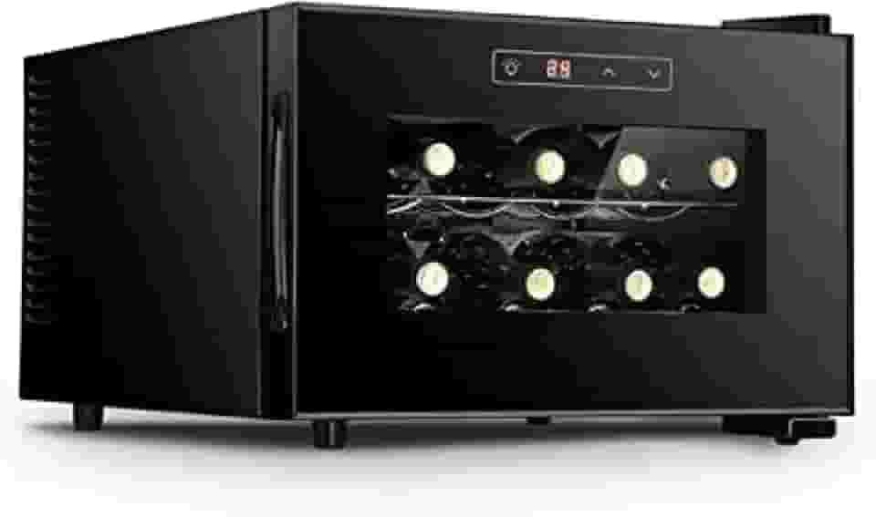 Refrigerador Pequeno Para Armário De Vinho, Refrigerador De Adega De Bancada Autônomo Preto, Refrigerador Para 8 Garrafas Com Trava, Controle Digital De Temperatura Com Porta De Vidro,Horizontal,P