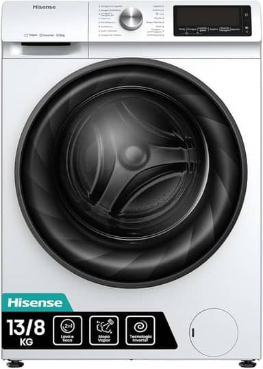 Hisense Lava e Seca, 13kg Lavagem/8kg Secagem, Steam, 13 Programas, Motor Inverter, Painel Touch, Branco WD13X - 220V