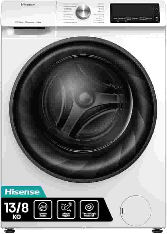 Hisense Lava e Seca, 13kg Lavagem/8kg Secagem, Steam, 13 Programas, Motor Inverter, Painel Touch, Branco WD13X - 220V