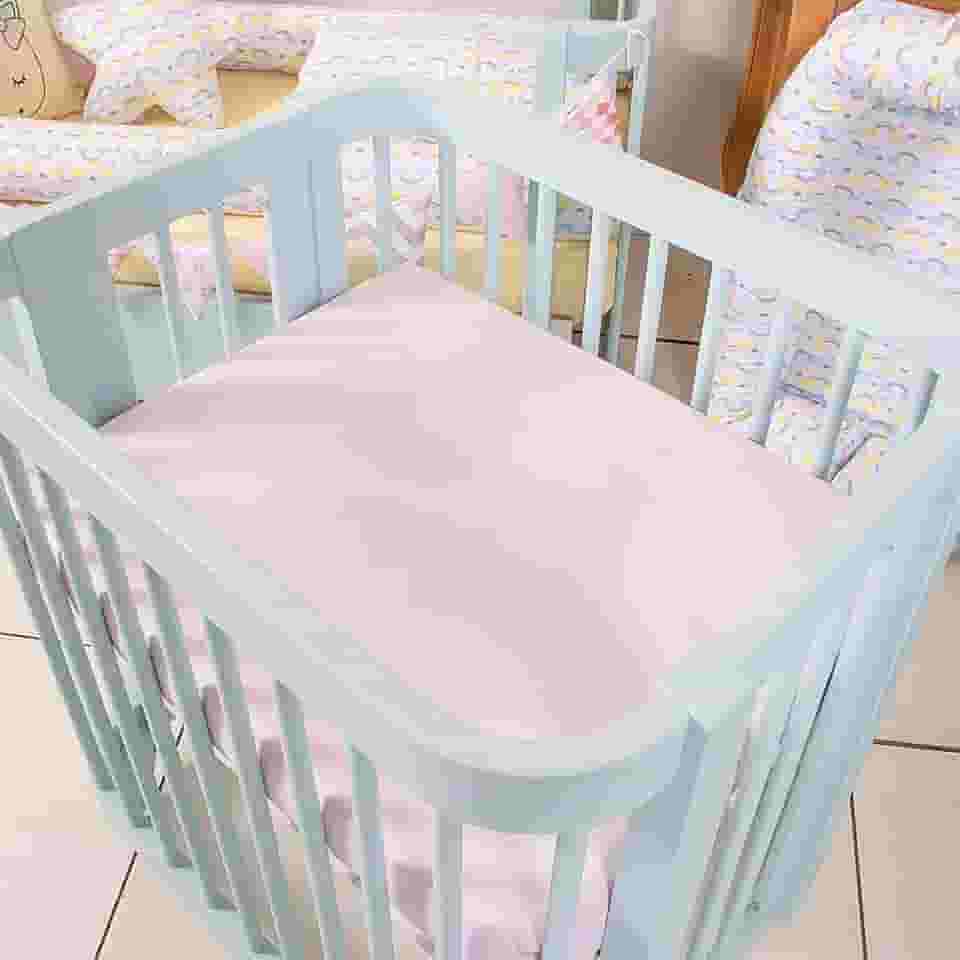 Biramar Baby Lençol Para Mini Berço 1 Peça C/ Elástico Percal Rosa Rosa
