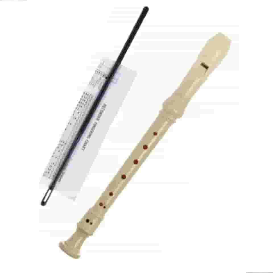 Flauta Doce Iniciante Estilo Alemão 8 Furos Com Vareta De Limpeza E Manual