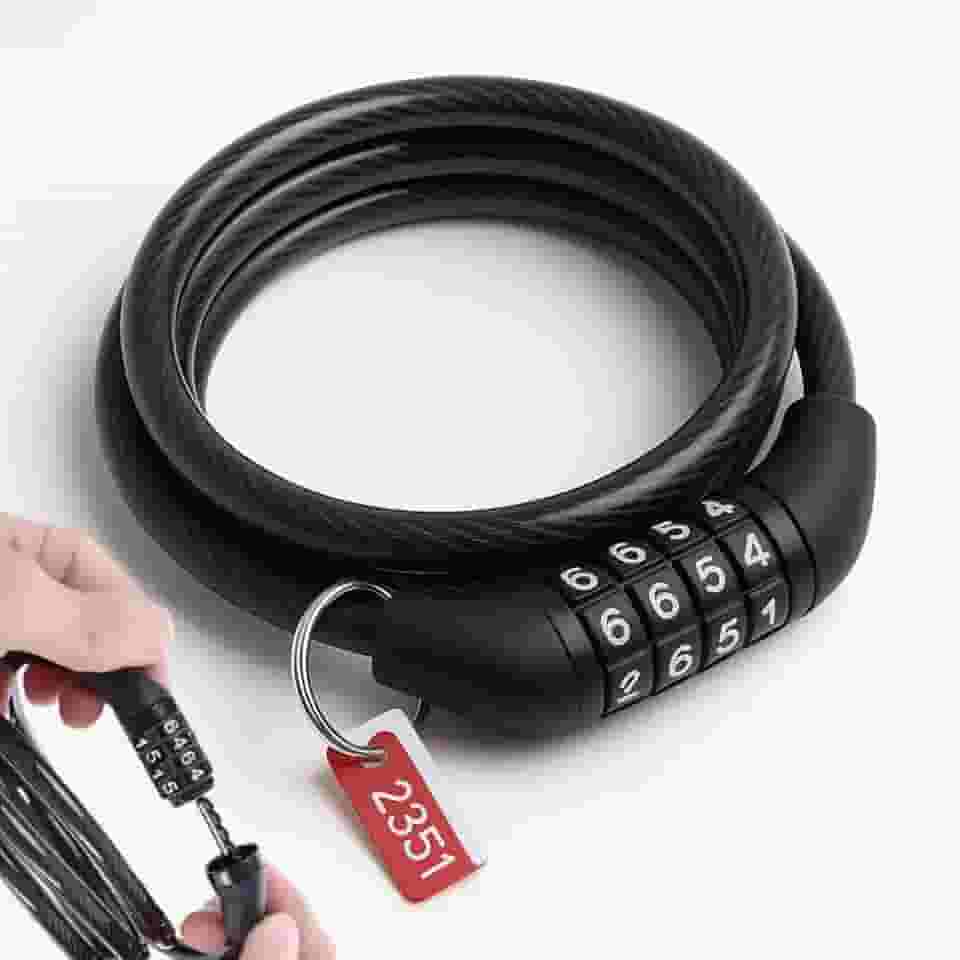 Cadeado para Bicicletas Bike com Senha Numérica 4 Dígitos Trava de Segurança Para Bike Motos Com Cabo de Aço Reforçado 100cm Premium