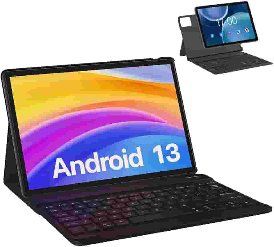 Tablet 10.1' Android 13 com Teclado e Capa, 6GB RAM 128GB, Chip 4G Wi-Fi, Ideal para Estudo e Trabalho