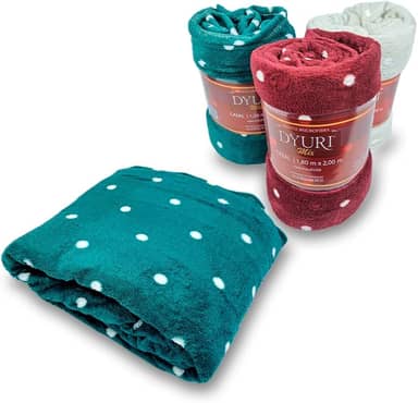 Manta Microfibra Casal Dyuri Mix Bolinha 1,80x2,00m Jolitex (BORDO)