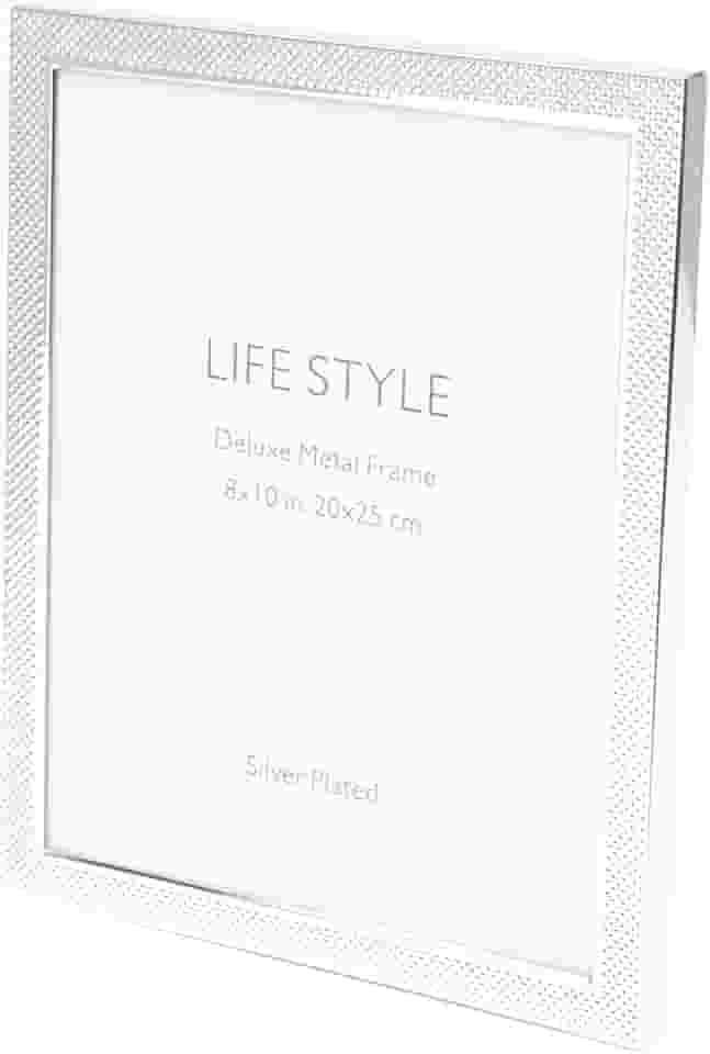 WOLFF Porta-Retrato de Aço Chess Prata 20cm x 25cm - Enxoval - Casamento - Decoração - Álbum de Fotos - Enfeites - Moldura Elegante Para Mesa e Parede