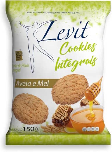 Biscoito Cookies Integrais Aveia E Mel Levit 150G, Dallas Alimentos, Biscoito Doce Integral Cookie Sabor Aveia E Mel, Verde, Ideal Para Dietas Com Mais Fibras, Alimentação Integral E Saborosa