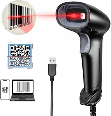 Leitor de Código de Barras com Fio 1D, 2D, Qr Code Portátil USB Inclui Suporte